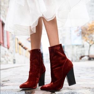 NWT Zara Red Velvet boots